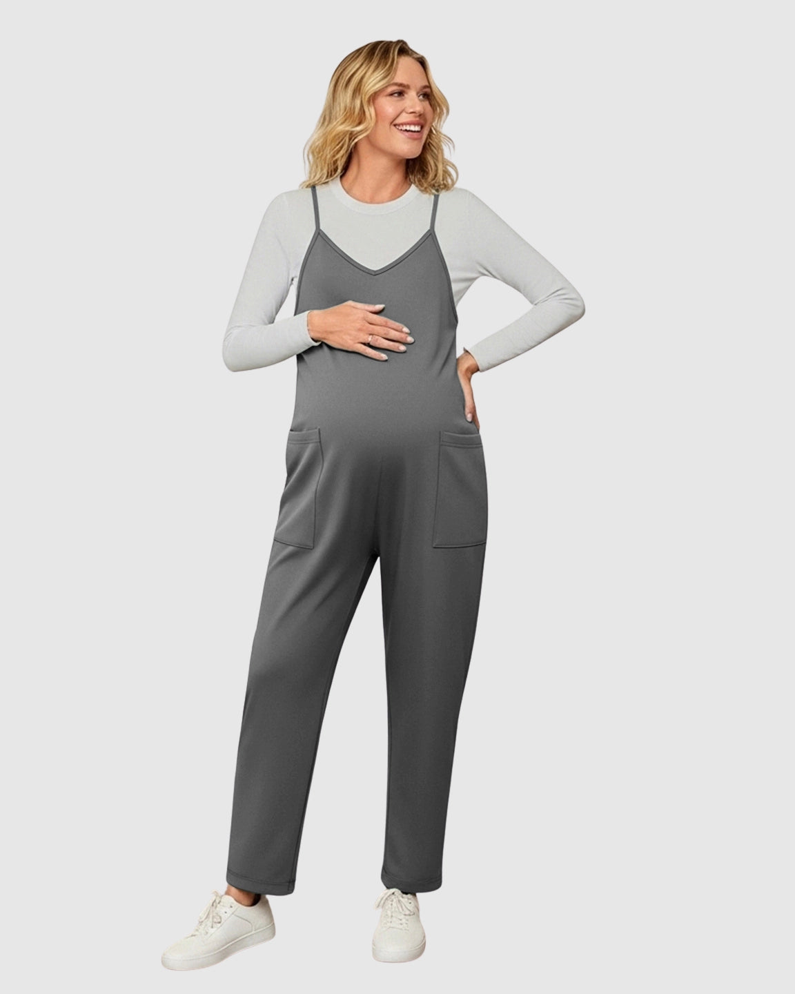 Oversized Adjustable Strap Maternity Jumpsuit