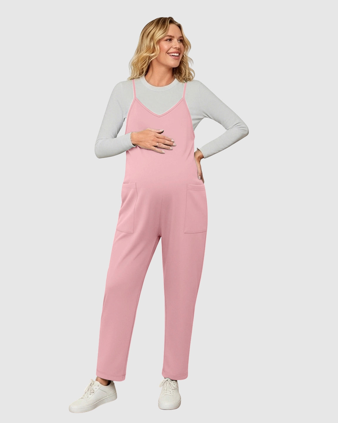 Oversized Adjustable Strap Maternity Jumpsuit