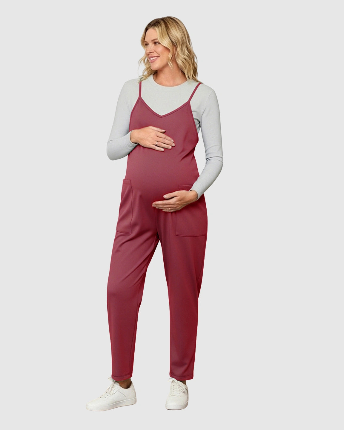 Oversized Adjustable Strap Maternity Jumpsuit