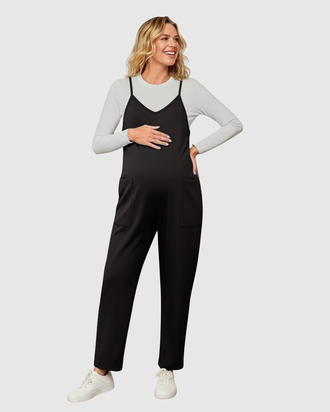 Oversized Adjustable Strap Maternity Jumpsuit