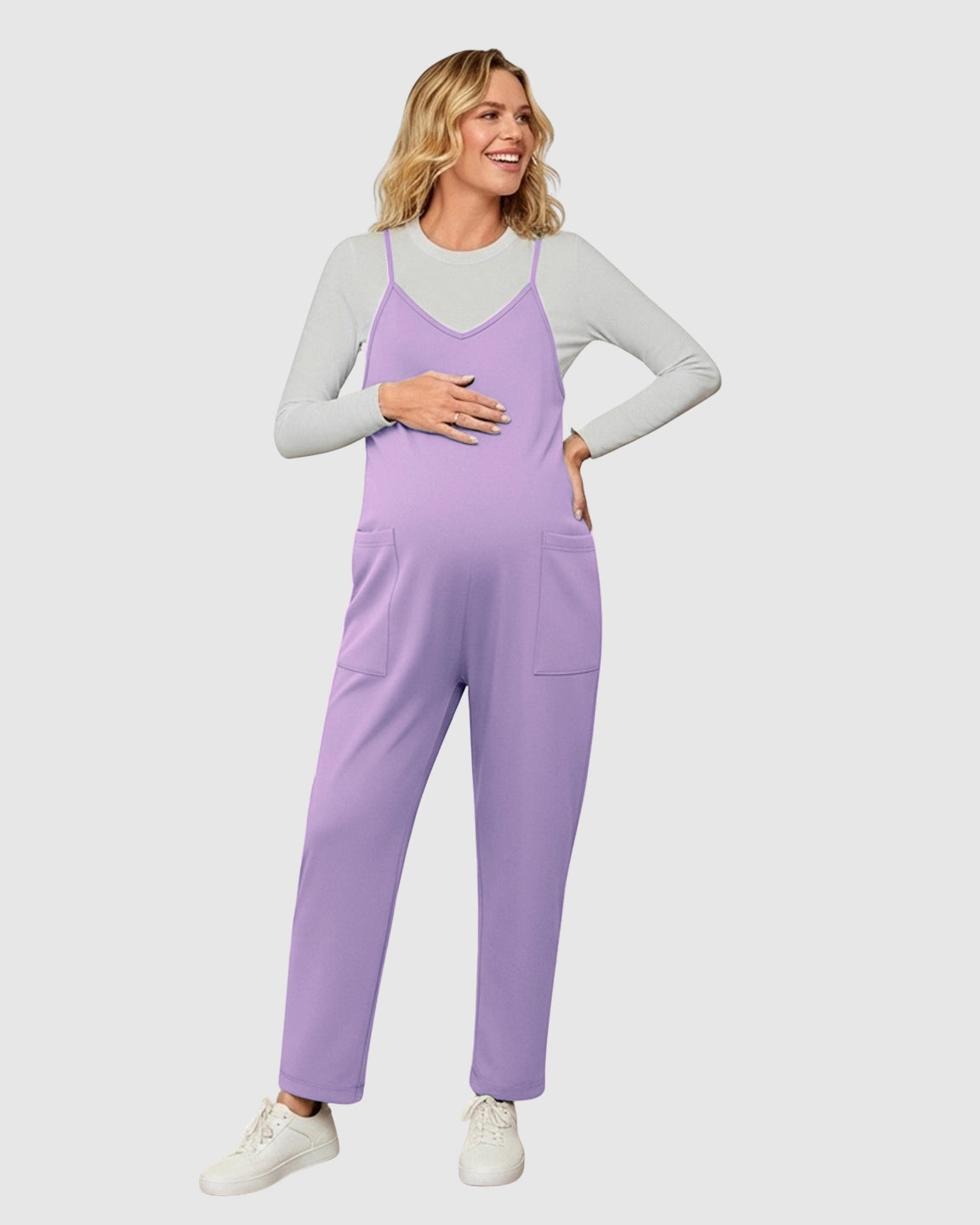 Oversized Adjustable Strap Maternity Jumpsuit