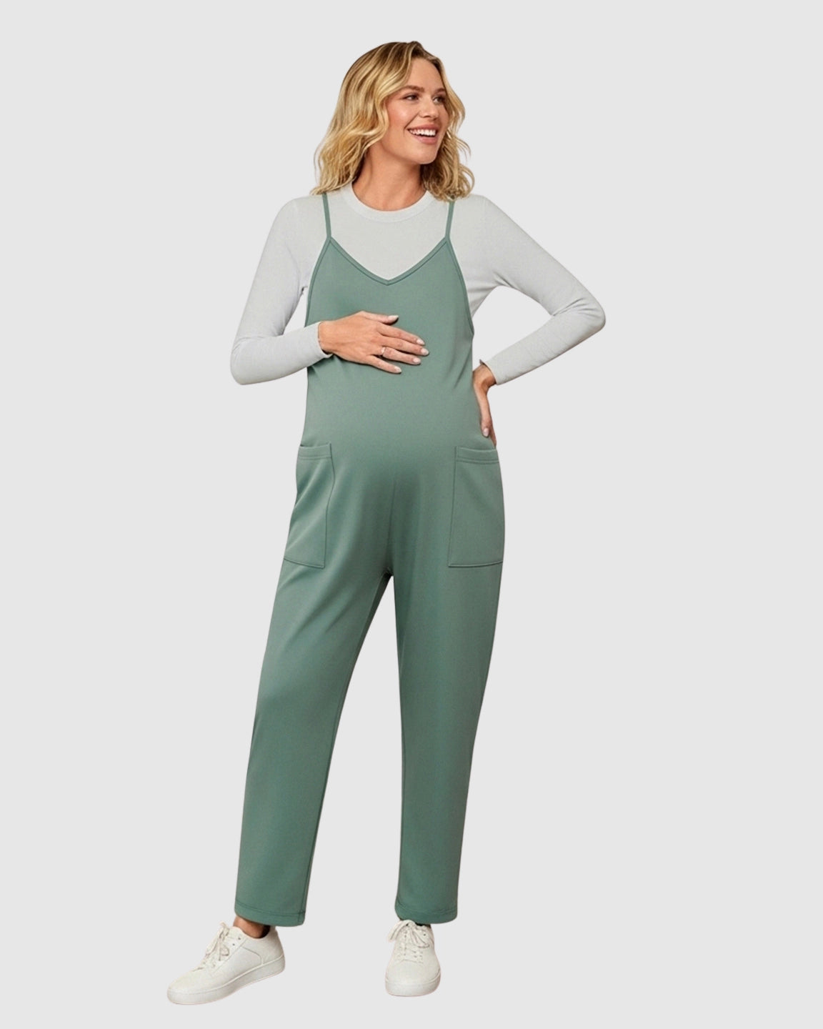 Oversized Adjustable Strap Maternity Jumpsuit