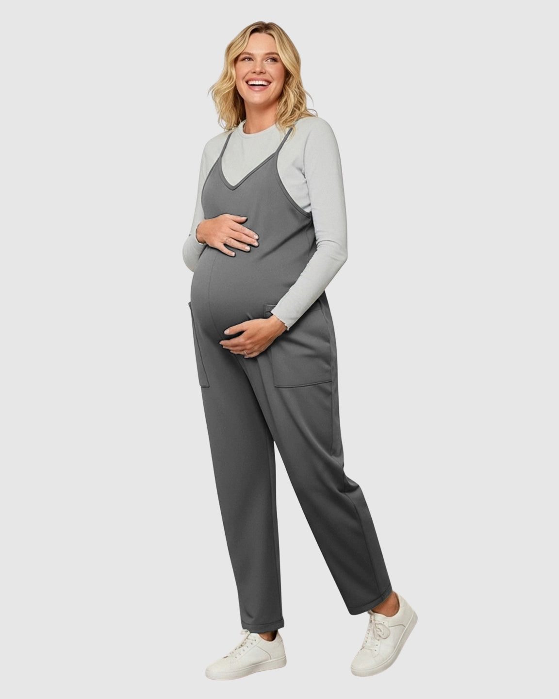 Oversized Adjustable Strap Maternity Jumpsuit