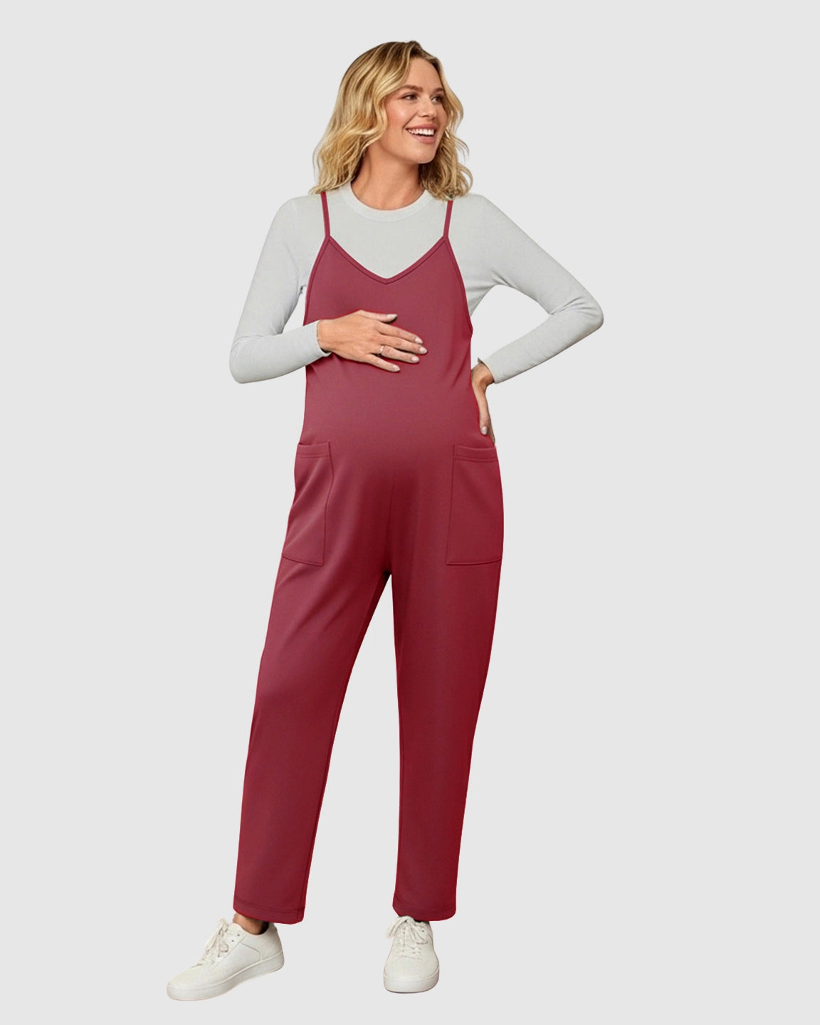 Oversized Adjustable Strap Maternity Jumpsuit