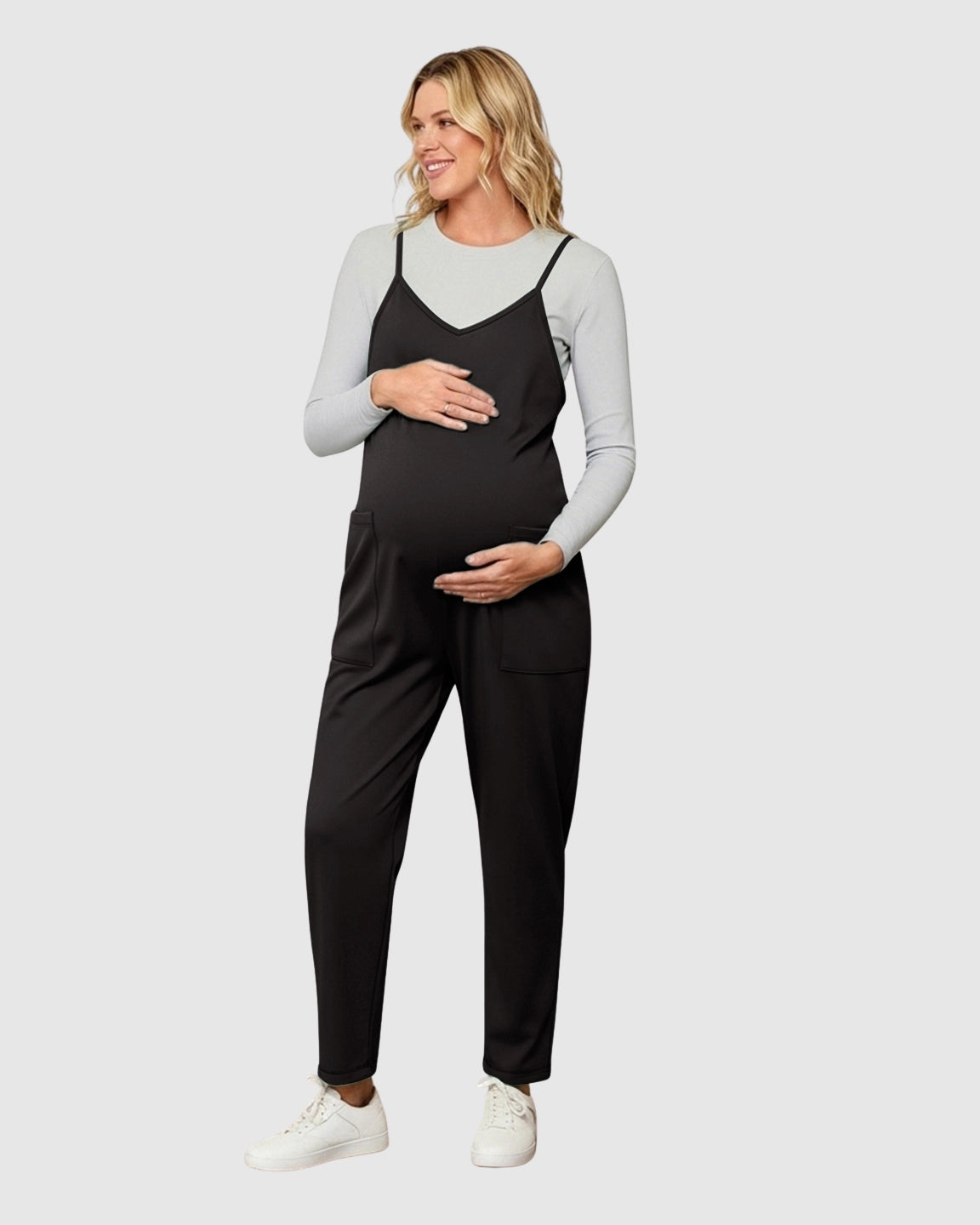 Oversized Adjustable Strap Maternity Jumpsuit