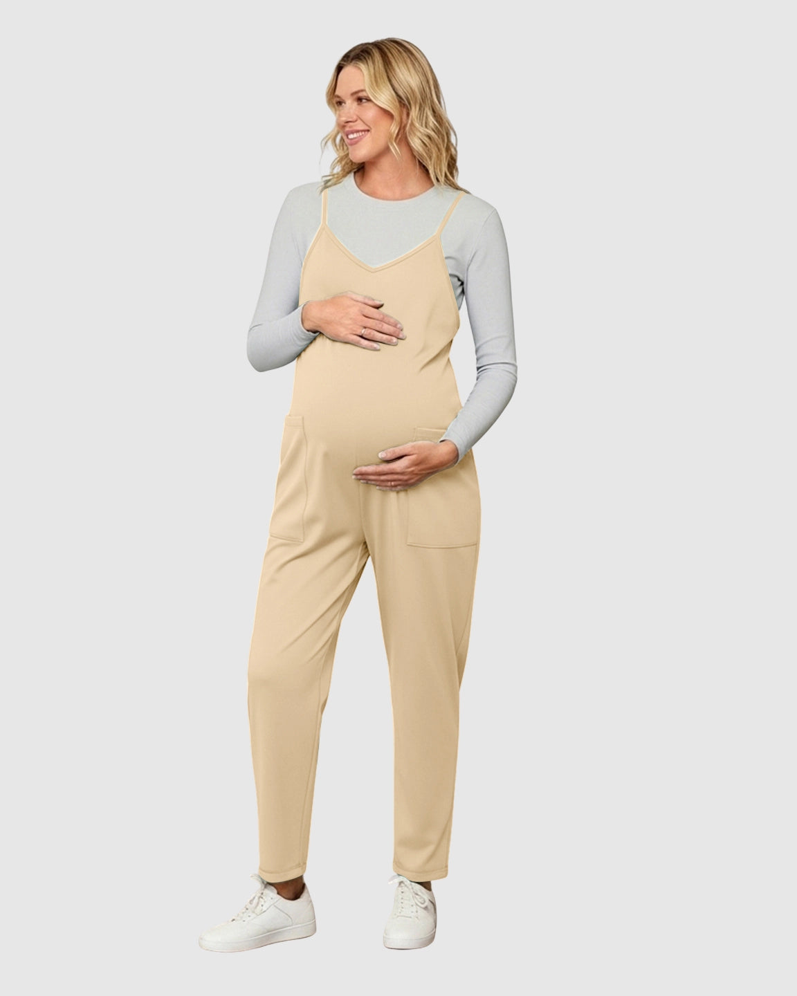 Oversized Adjustable Strap Maternity Jumpsuit