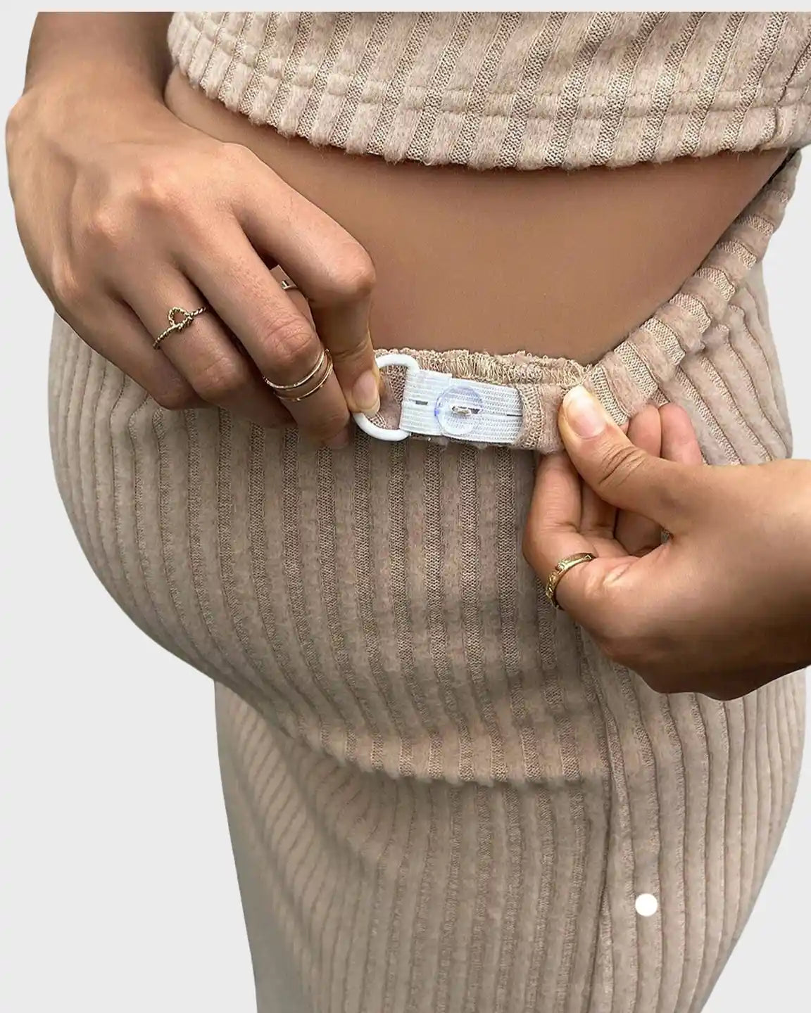 Ribbed Crop Top & Side-Slit Bodycon Maternity Skirt Set