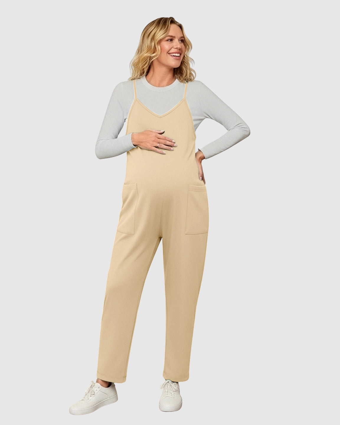 Oversized Adjustable Strap Maternity Jumpsuit