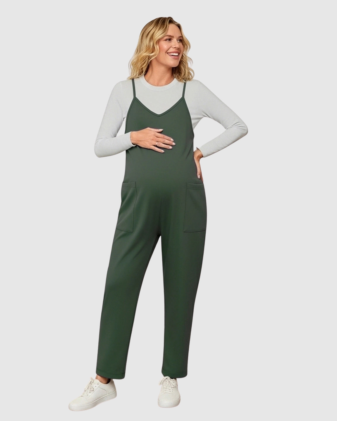 Oversized Adjustable Strap Maternity Jumpsuit