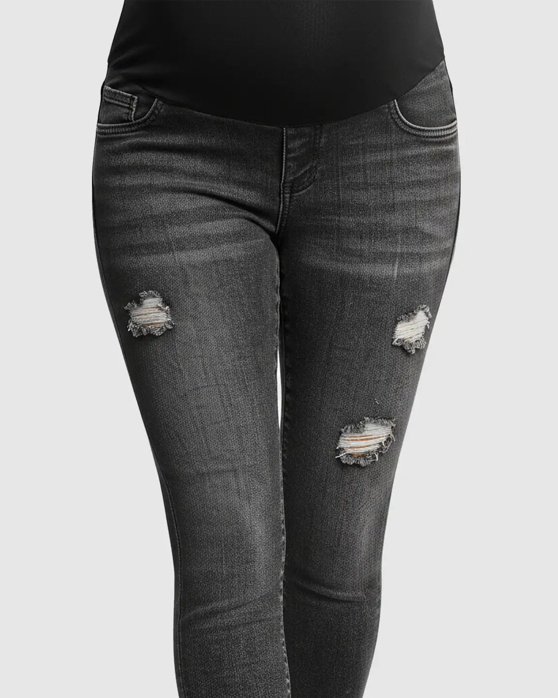 Vintage Wash Cropped Maternity Skinny Jeans