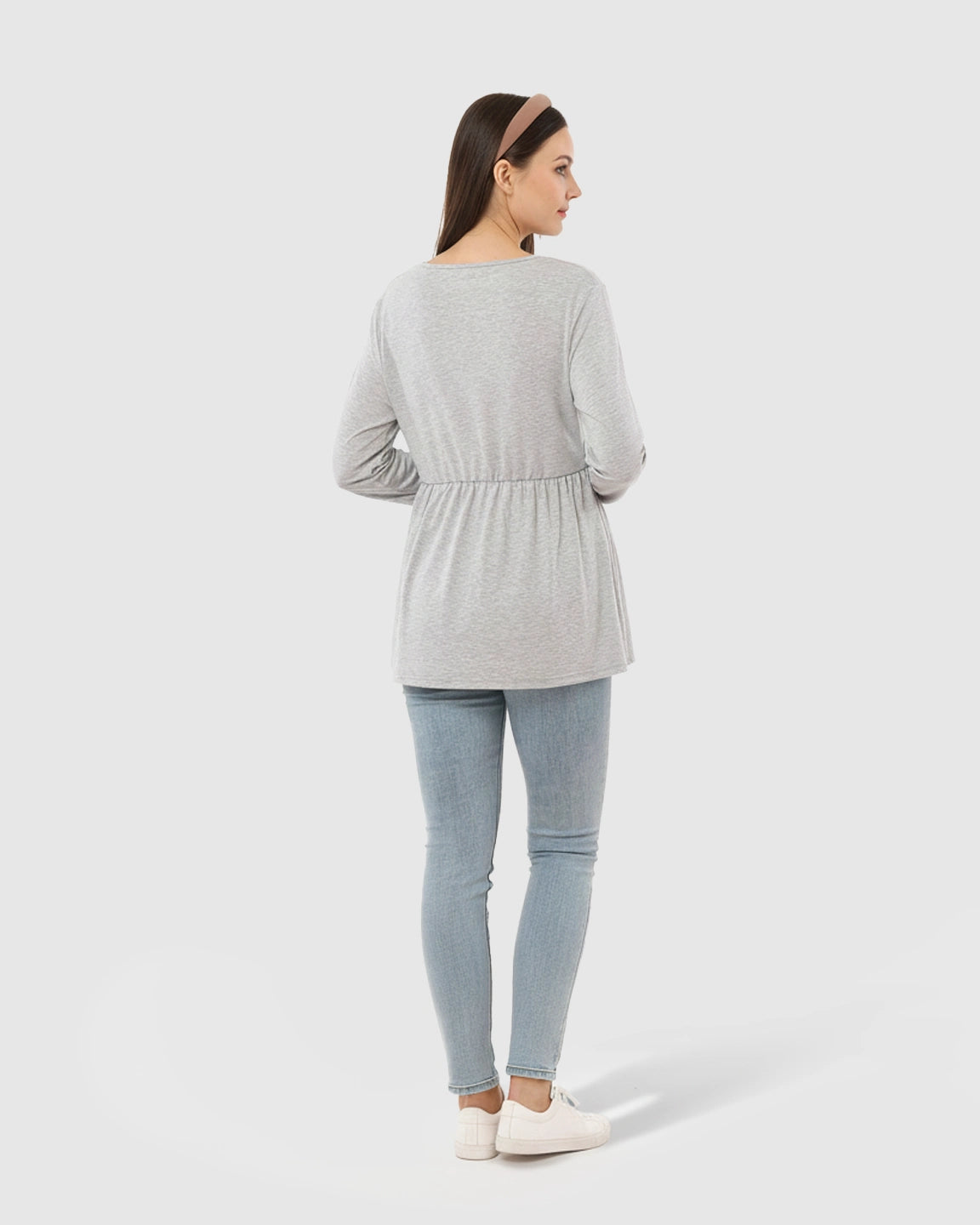 Leopard Panel Long Sleeve Maternity Nursing Top