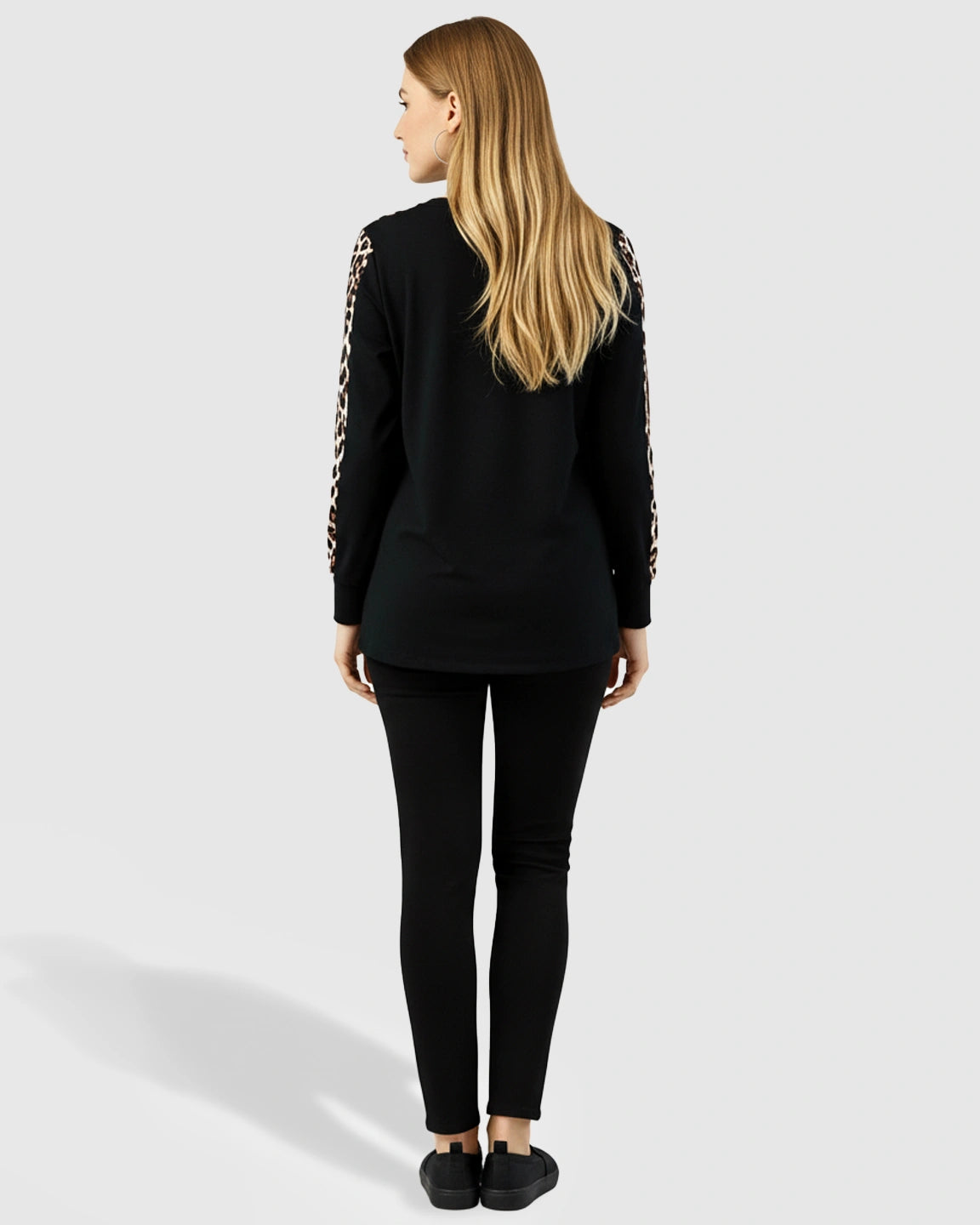 Leopard Pattern Long Sleeve & Pocket Nursing Maternity Top