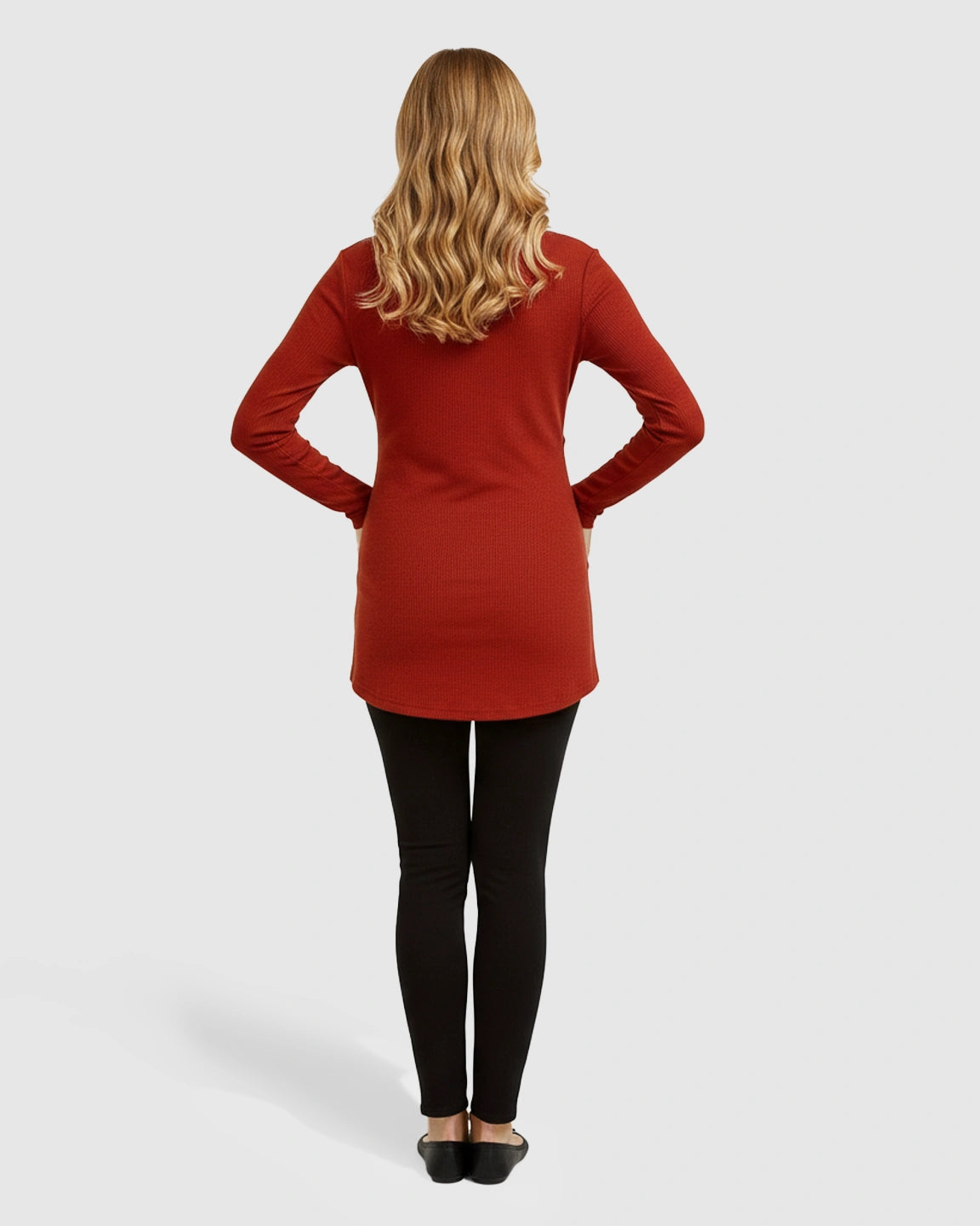 Side-Pleated Button Detail Long Sleeve Maternity Nursing Top