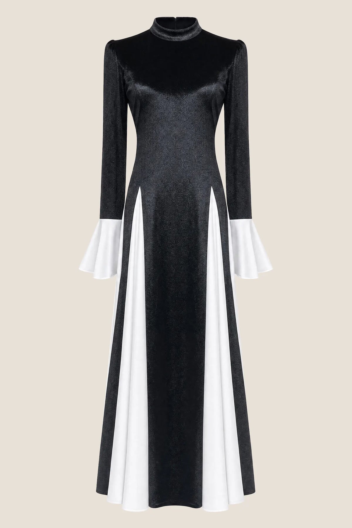 Mock Neck Long Sleeve Contrast Maternity Maxi Dress