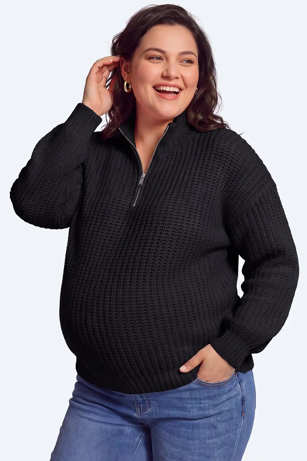Maternity Quarter-Zip Knit Sweater