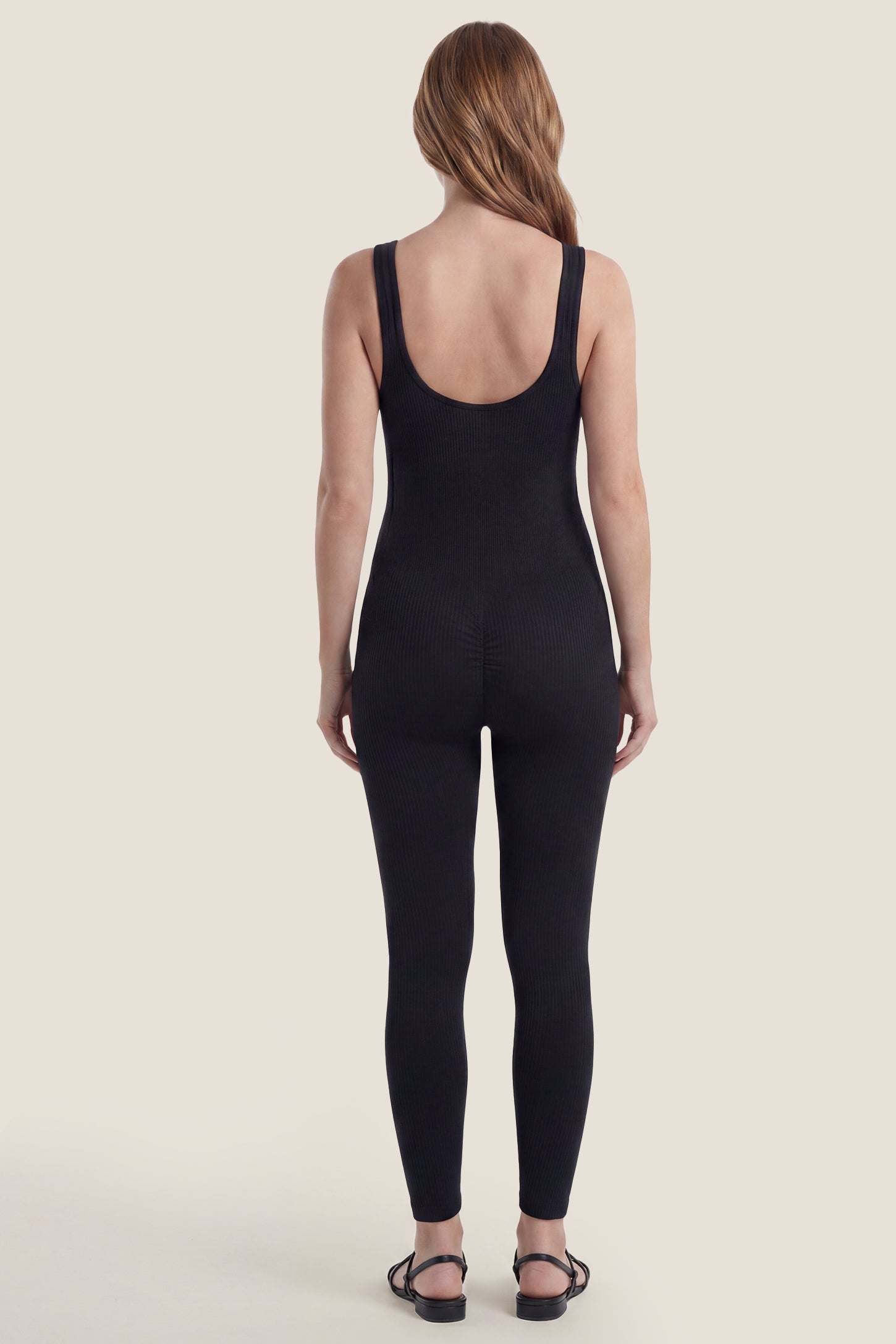 Scoop Neck Sleeveless Ribbed Bodycon Maternity Jumpsuit