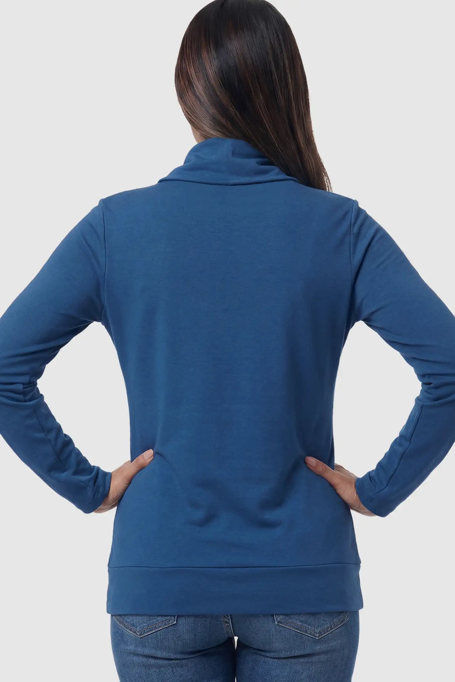Cowl Neck Long Sleeve Maternity & Nursing Top Cowl Neck Long Sleeve Maternity & Nursing Top in Blue.