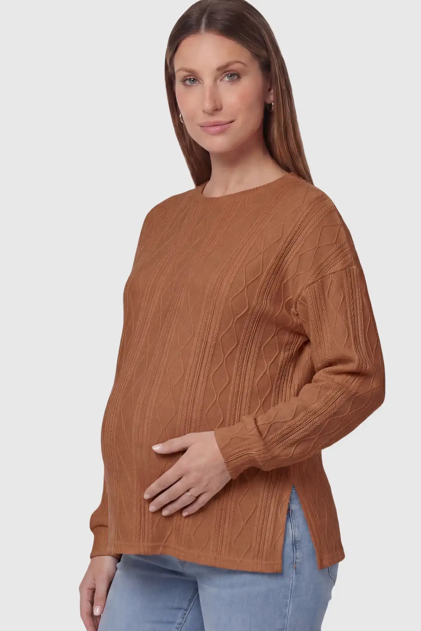 Cable Knit Long Sleeve Maternity Sweater