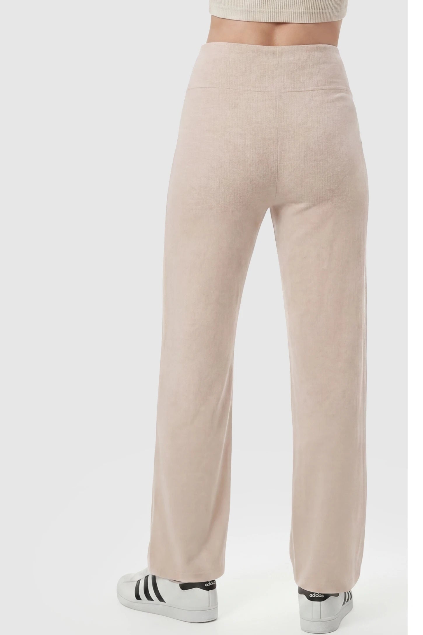 Fleece Straight-Leg Maternity Pants Fleece Straight-Leg Maternity Pants in Off-White featuring a relaxed straight-leg cut on a pregnant model, back view.