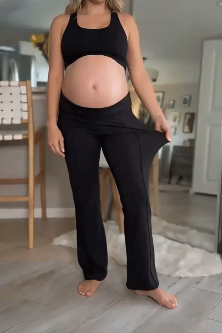 High Stretch Wide Leg Pocketed Maternity Pants