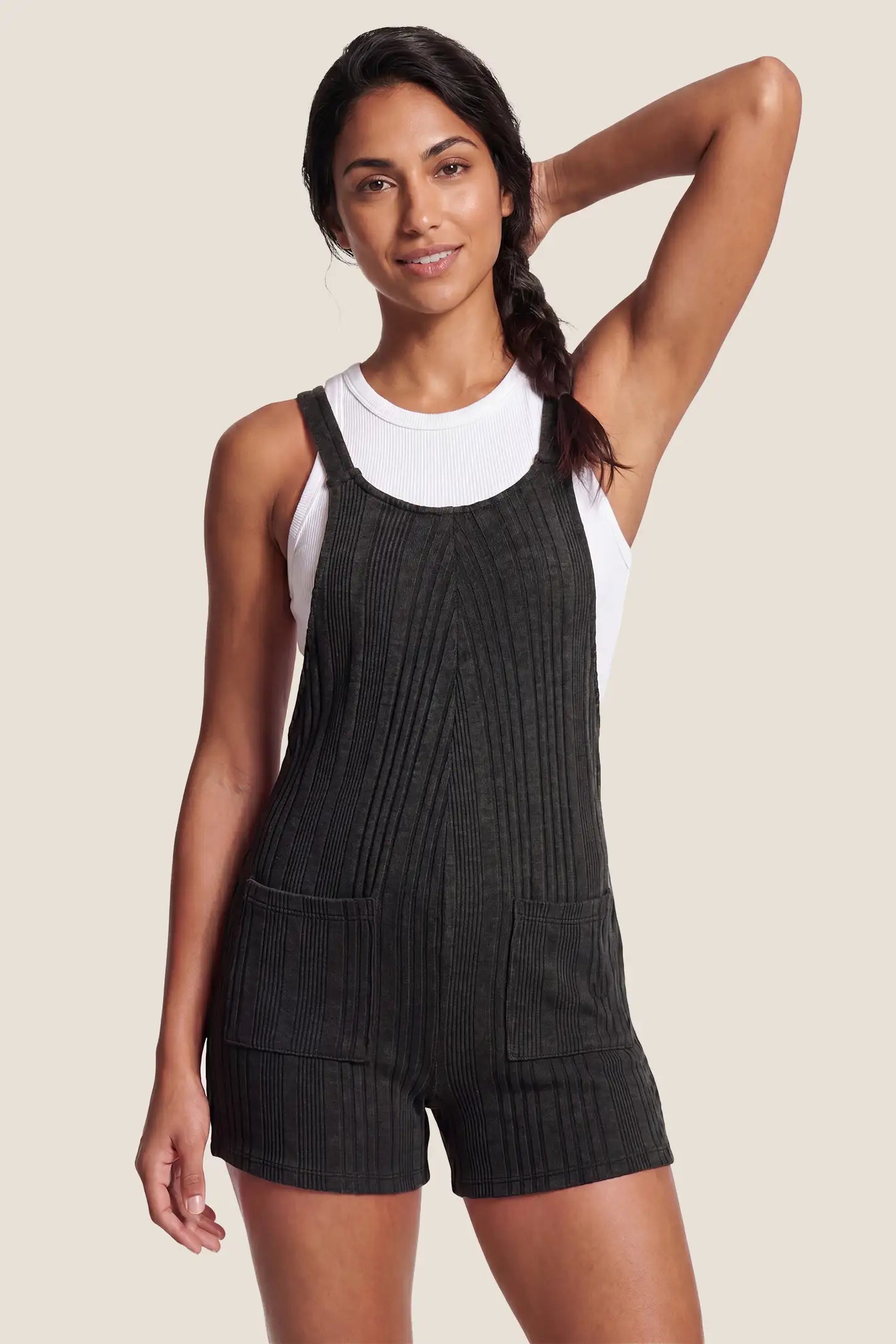 Ribbed Pocket Knit Maternity Romper
