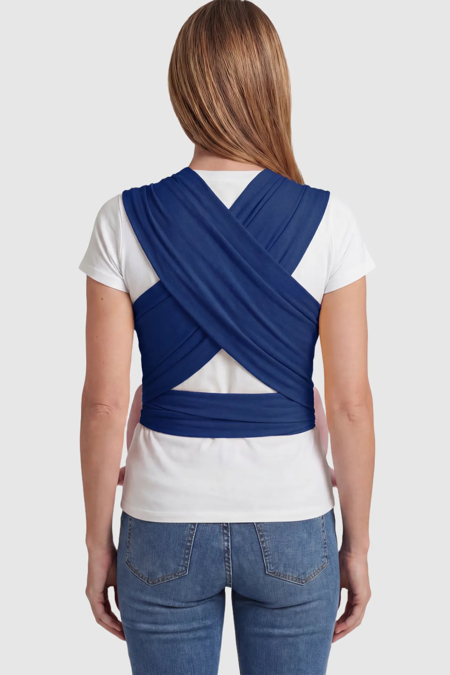 Soft Stretch Adjustable Baby Wrap Carrier Soft Stretch Adjustable Baby Wrap Carrier in Dark Blue featuring a polyester blend on a model.