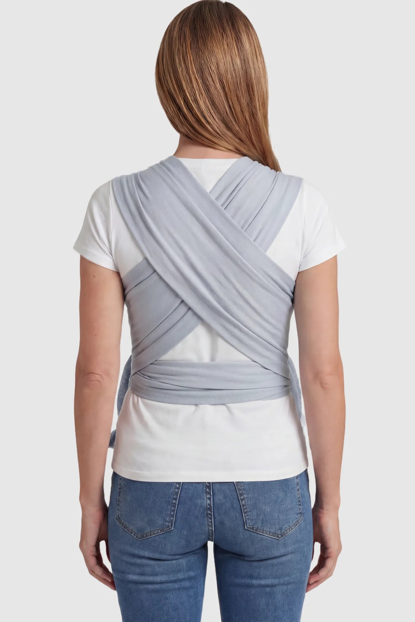 Soft Stretch Adjustable Baby Wrap Carrier Soft Stretch Adjustable Baby Wrap Carrier in Gray featuring a polyester blend on a model.