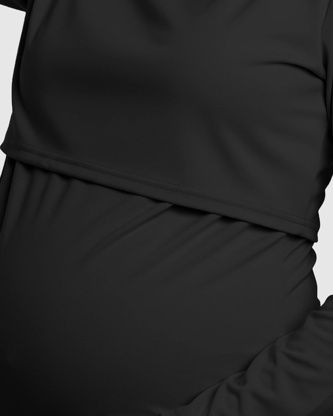 Round Neck Nursing Top With Feeding Port