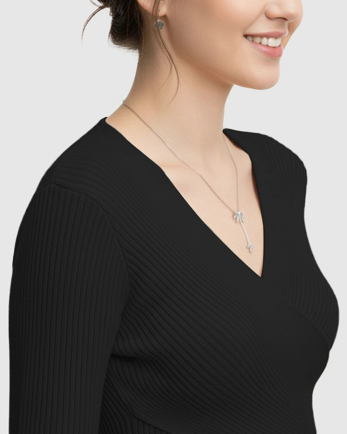 Faux-Wrap Ribbed Maternity Top