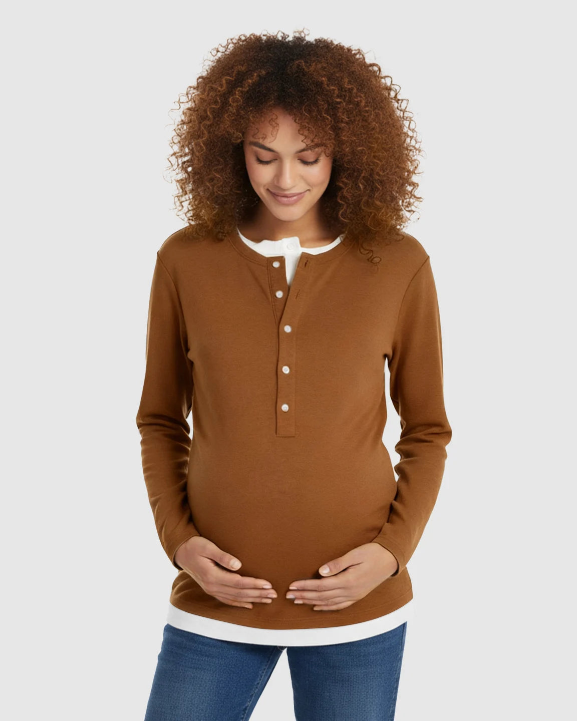 Button-Front Henley Maternity Top