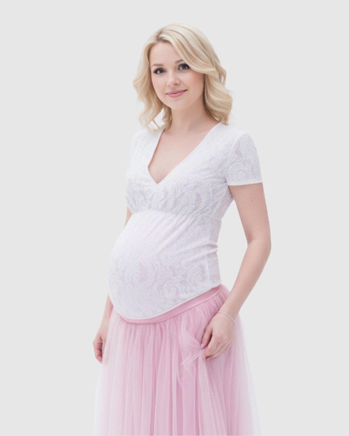 Two-Piece Lace & Tulle Maternity Gown