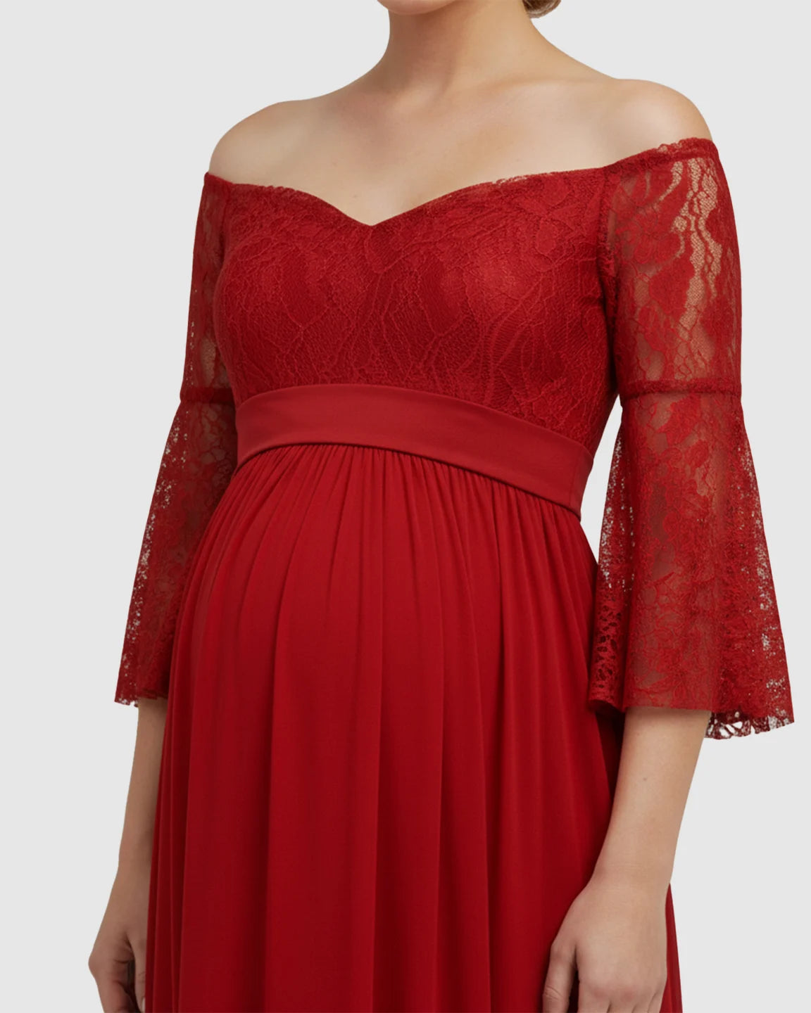 Off-Shoulder Lace Bodice Maternity Photoshoot Dress