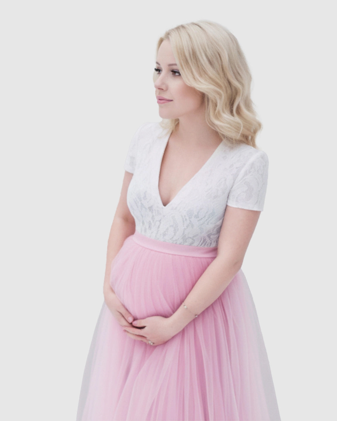 Two-Piece Lace & Tulle Maternity Gown