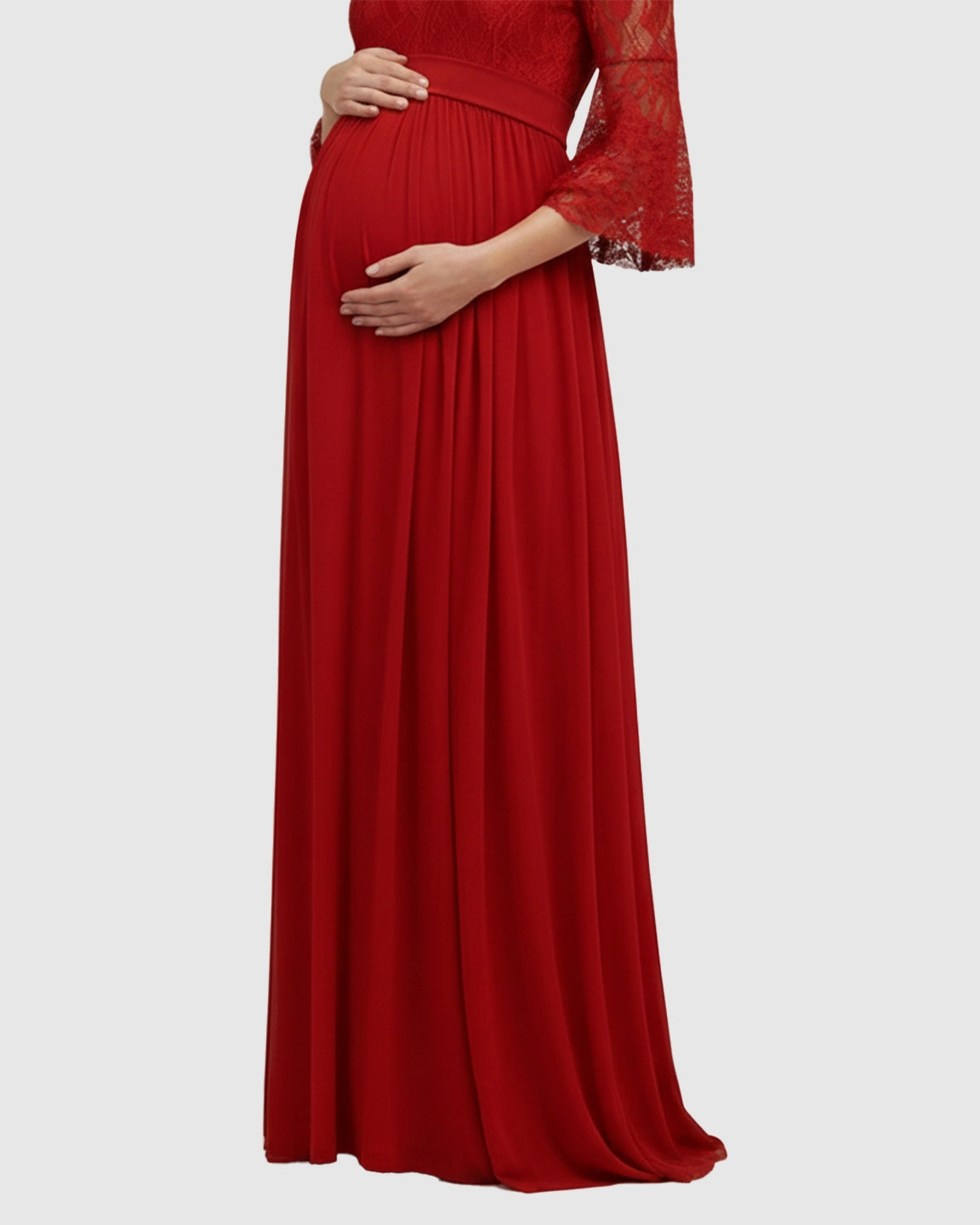 Off-Shoulder Lace Bodice Maternity Photoshoot Dress