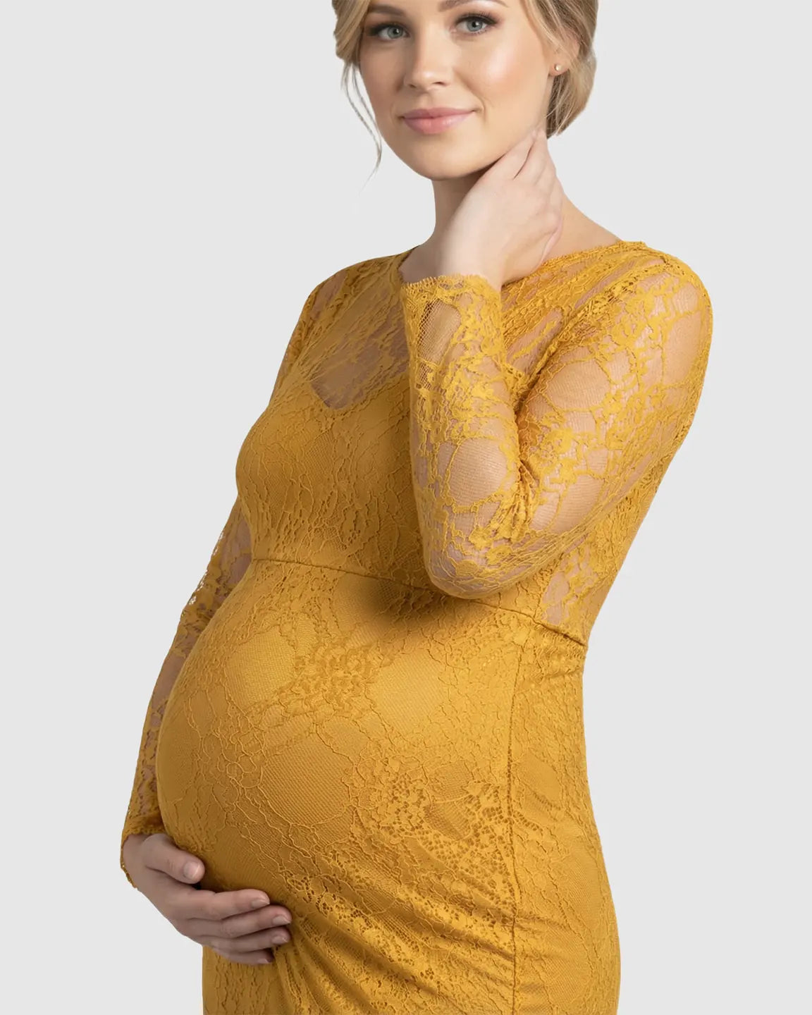 Sheer Lace Trumpet Maternity Photoshoot Gown