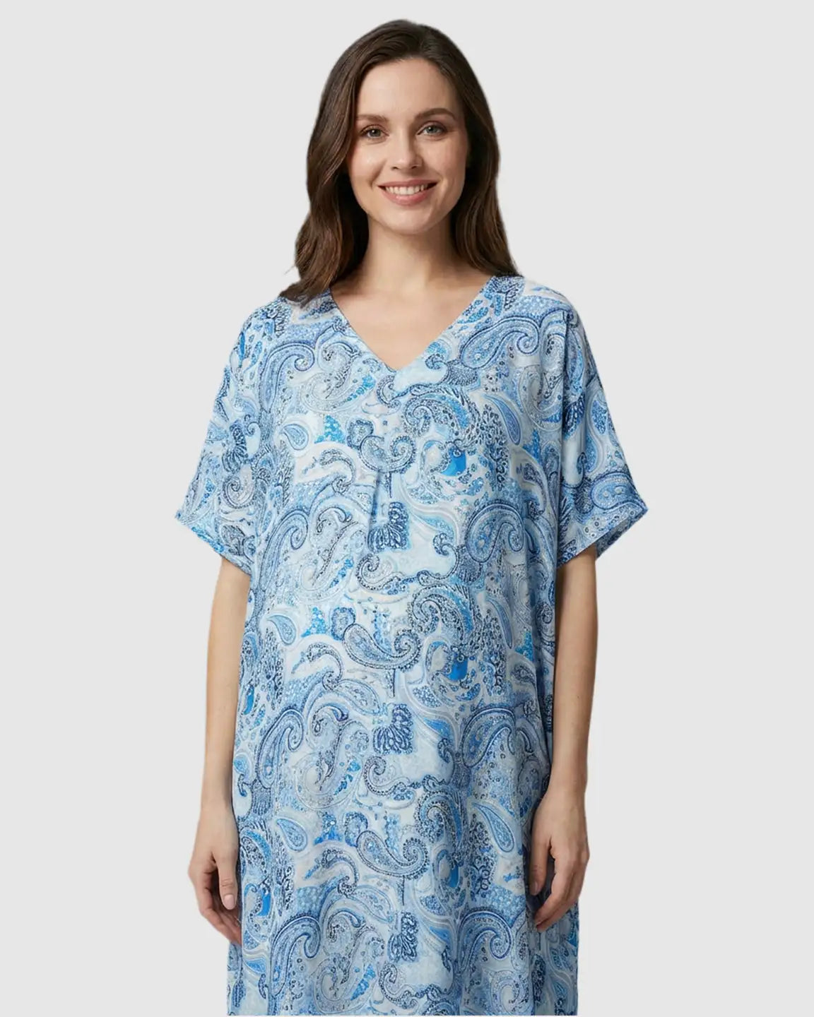 Lightweight Floral-Print Maternity Kaftan Dress