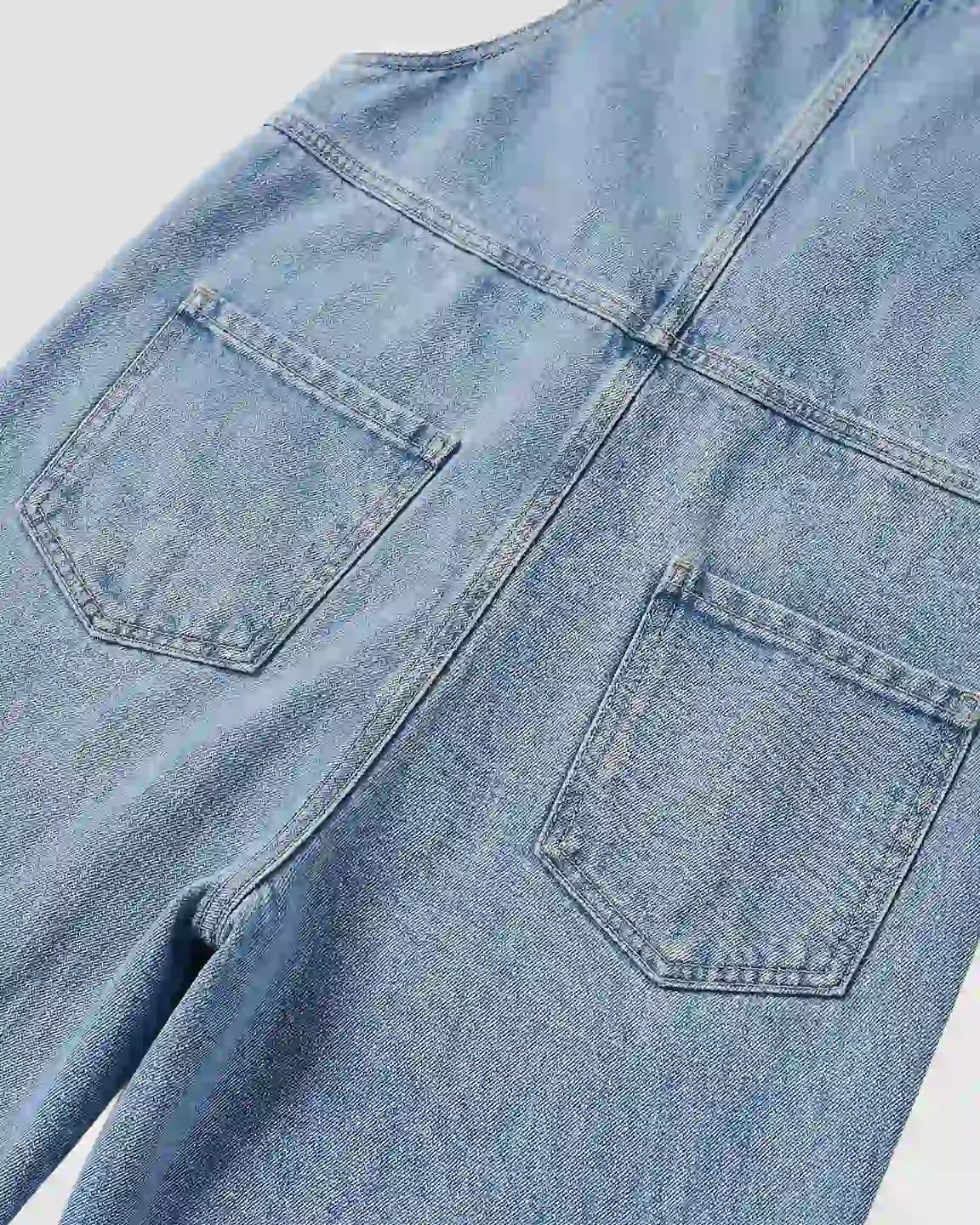 Adjustable Strap Loose Denim Maternity Jumpsuit