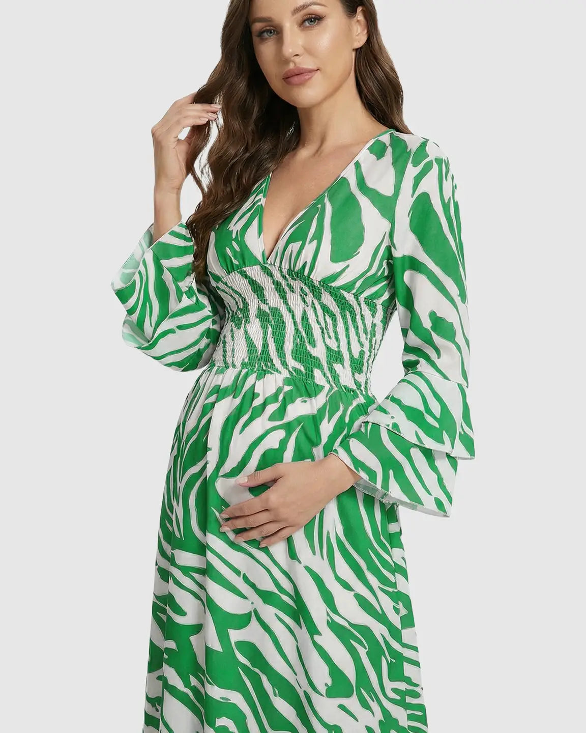 Bell Sleeve Loose Fit Maternity Maxi Dress