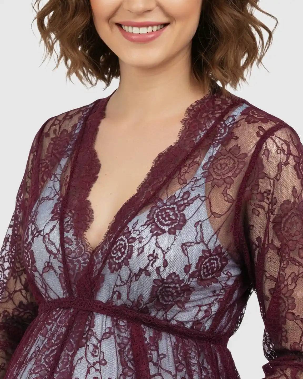 Floral Lace Romantic Maternity Photoshoot Maxi Dress