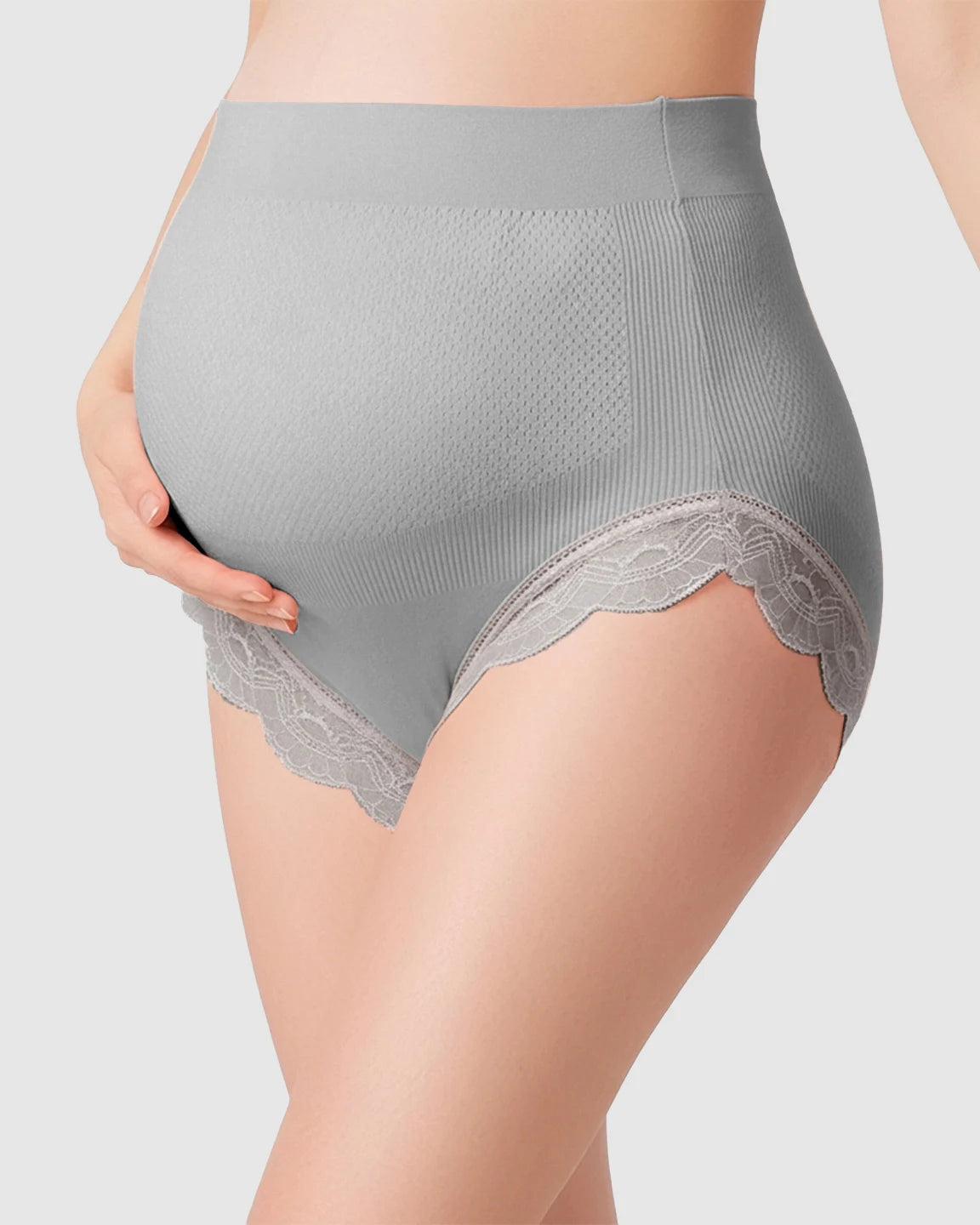 High-Waist Seamless Lace-Trim Maternity Panties