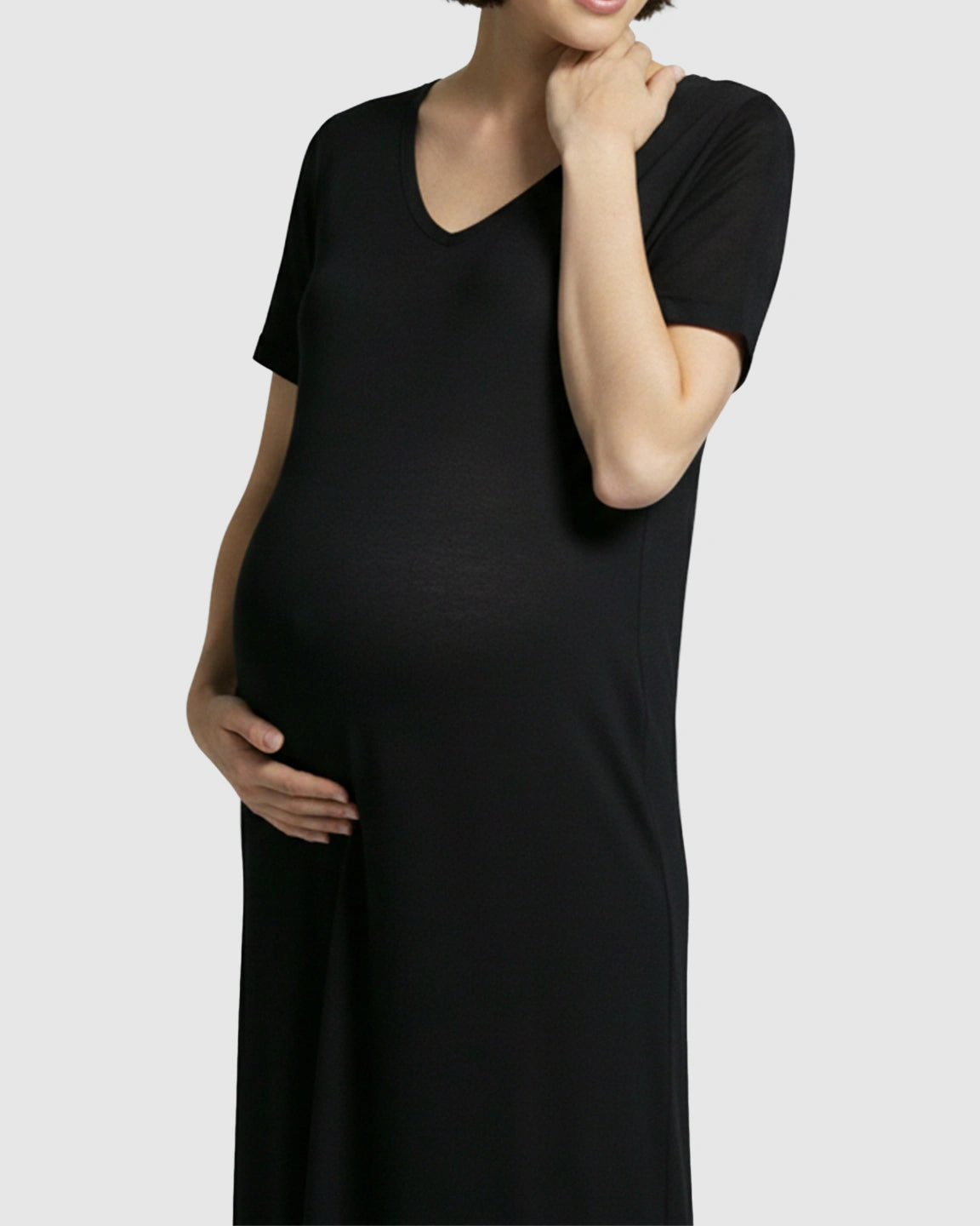 Soft V-Neck Relaxed Fit Maternity Midi Dress