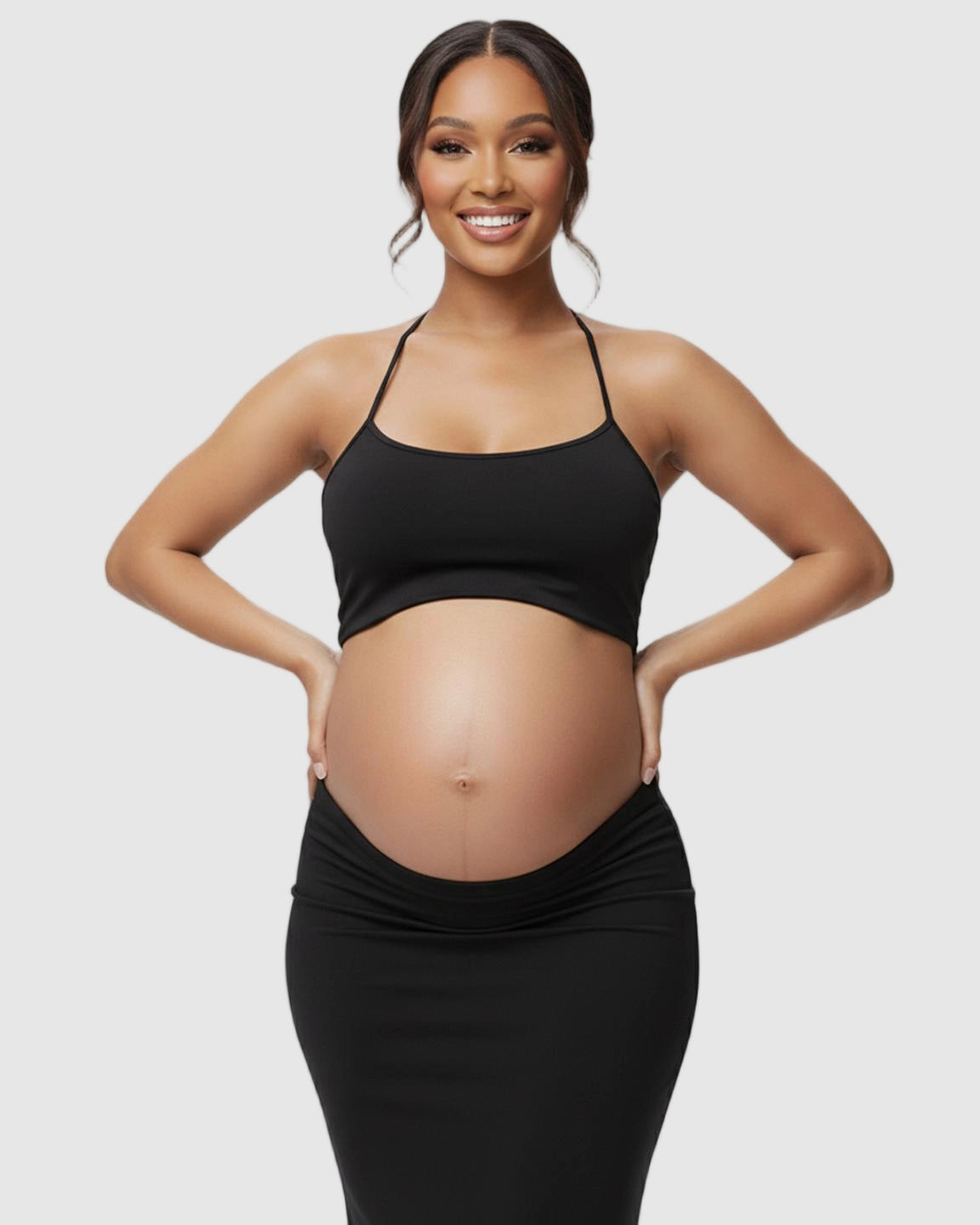 Butt-Lifting Halter Neck Bodycon Maternity Photoshoot Gown