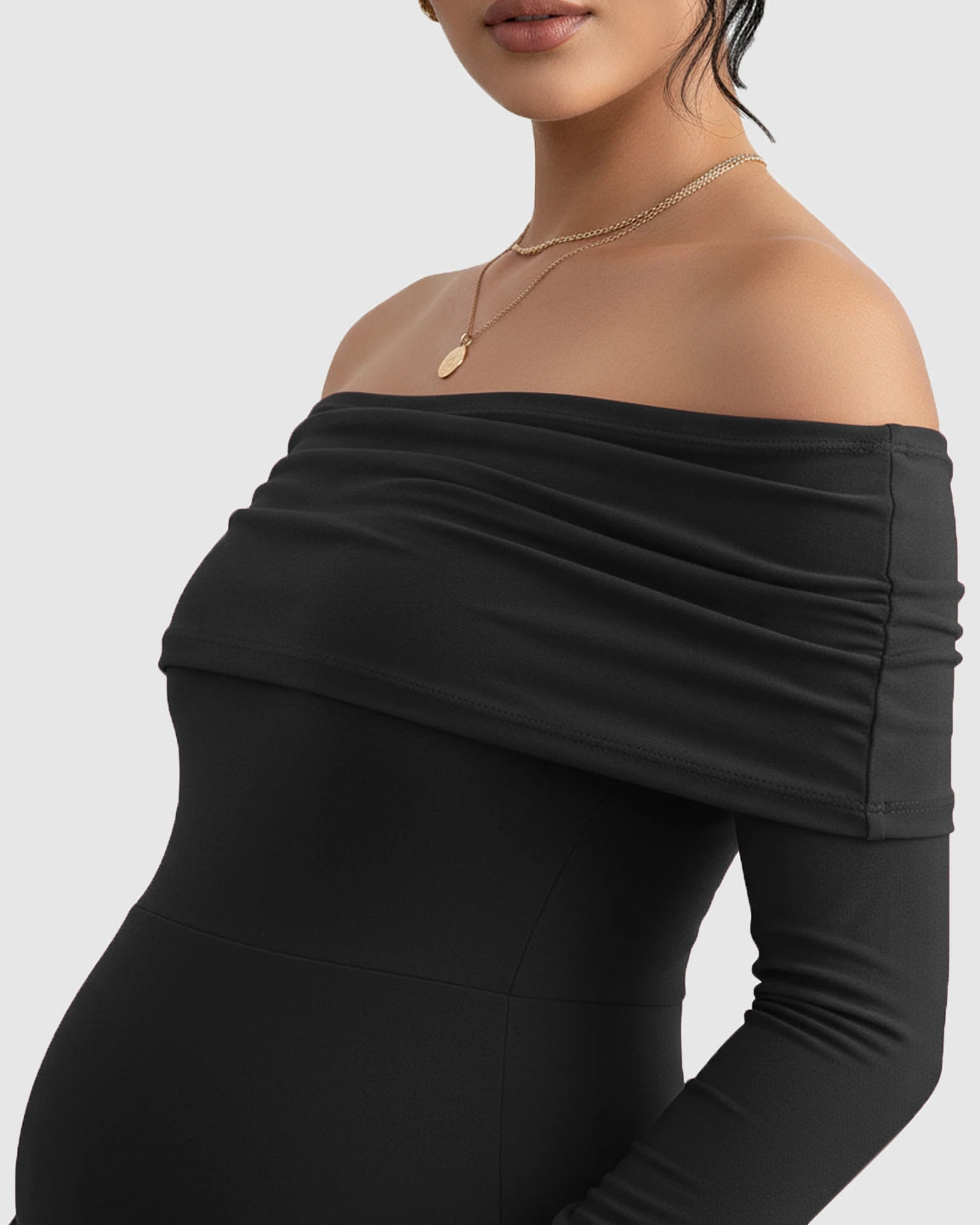 Off-Shoulder Cross-Back Maternity Evening Gown