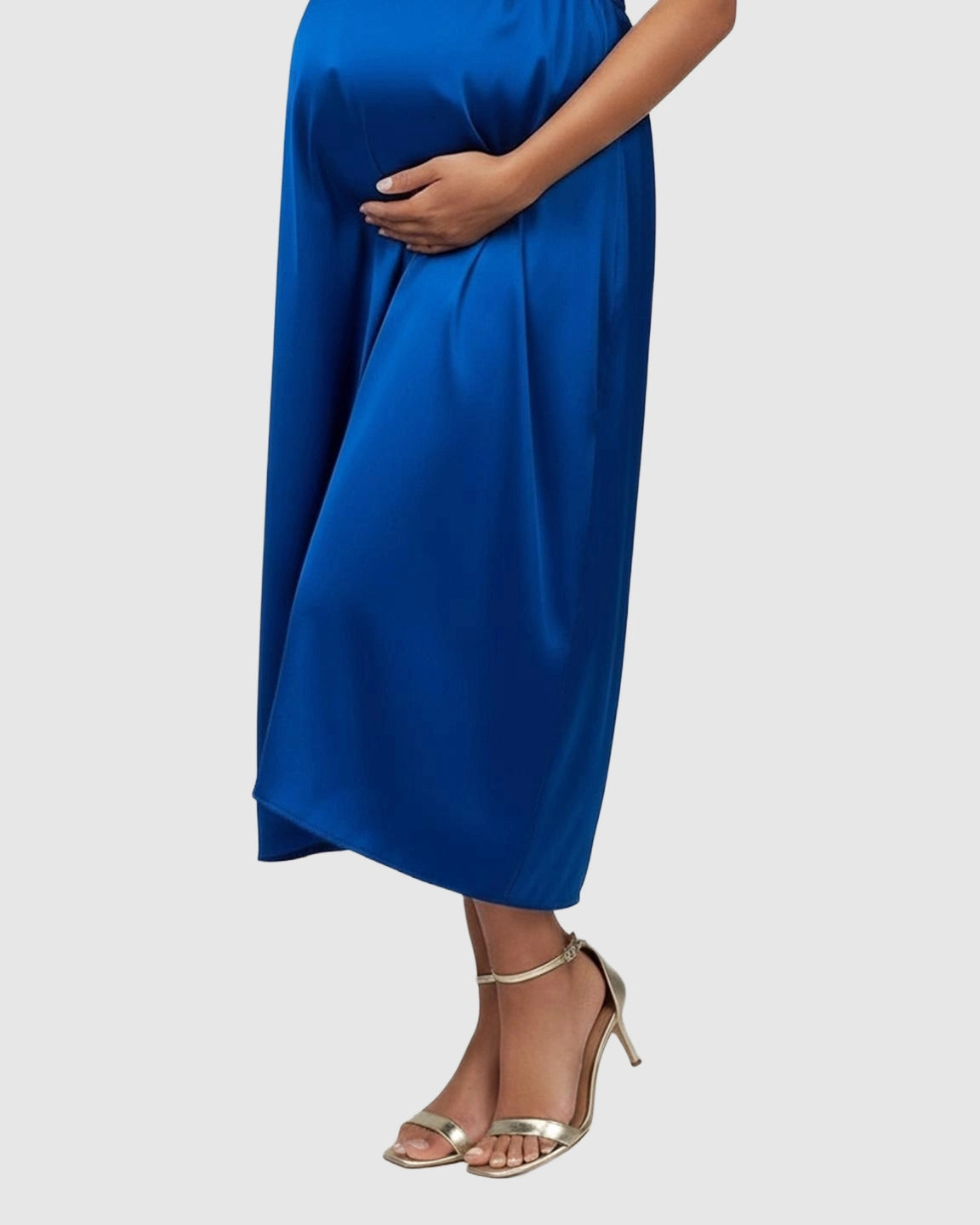Elegant Halter Neck Tie Waist Maternity Maxi Dress