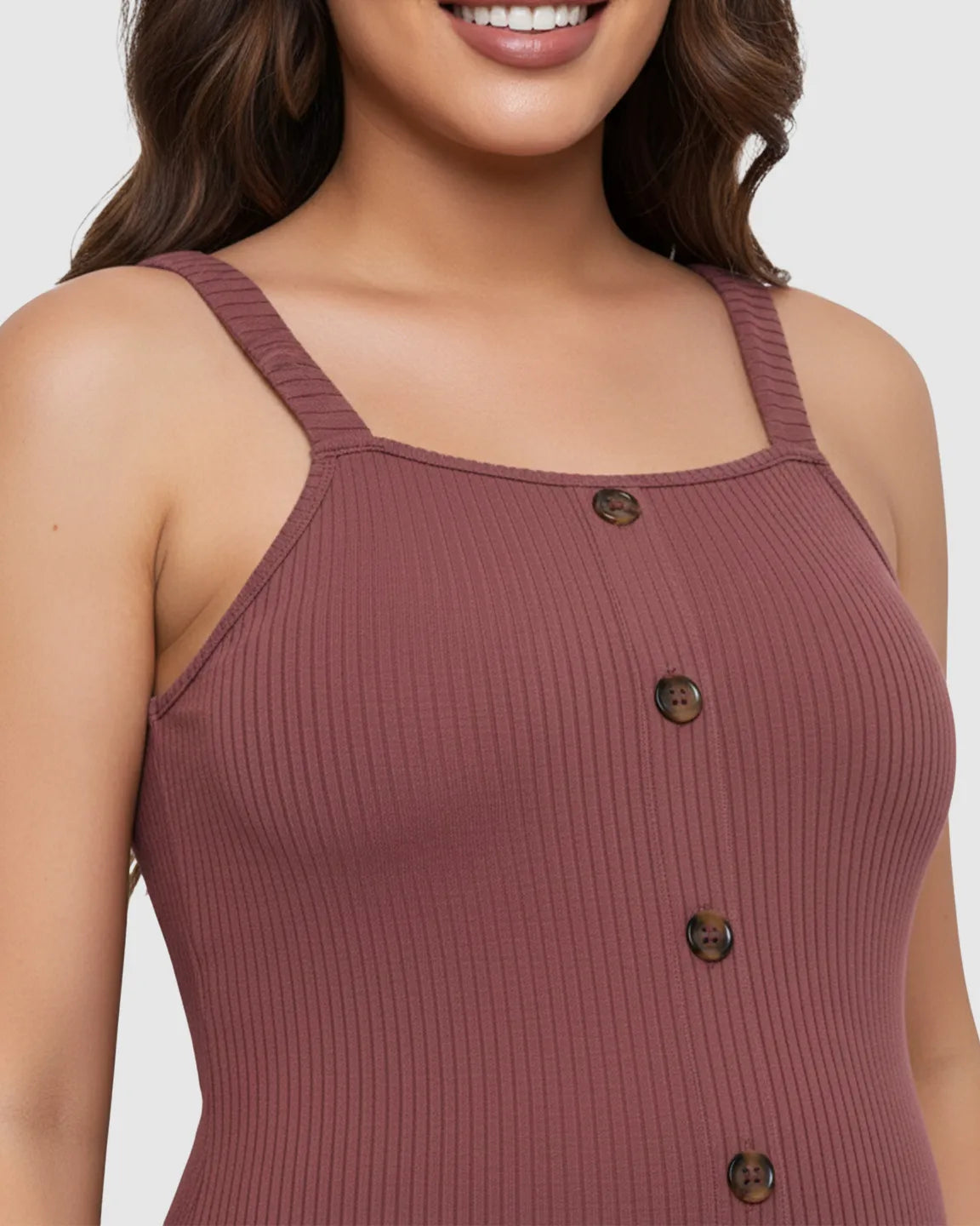 Ribbed Button-Front Bodycon Maternity Short Dress