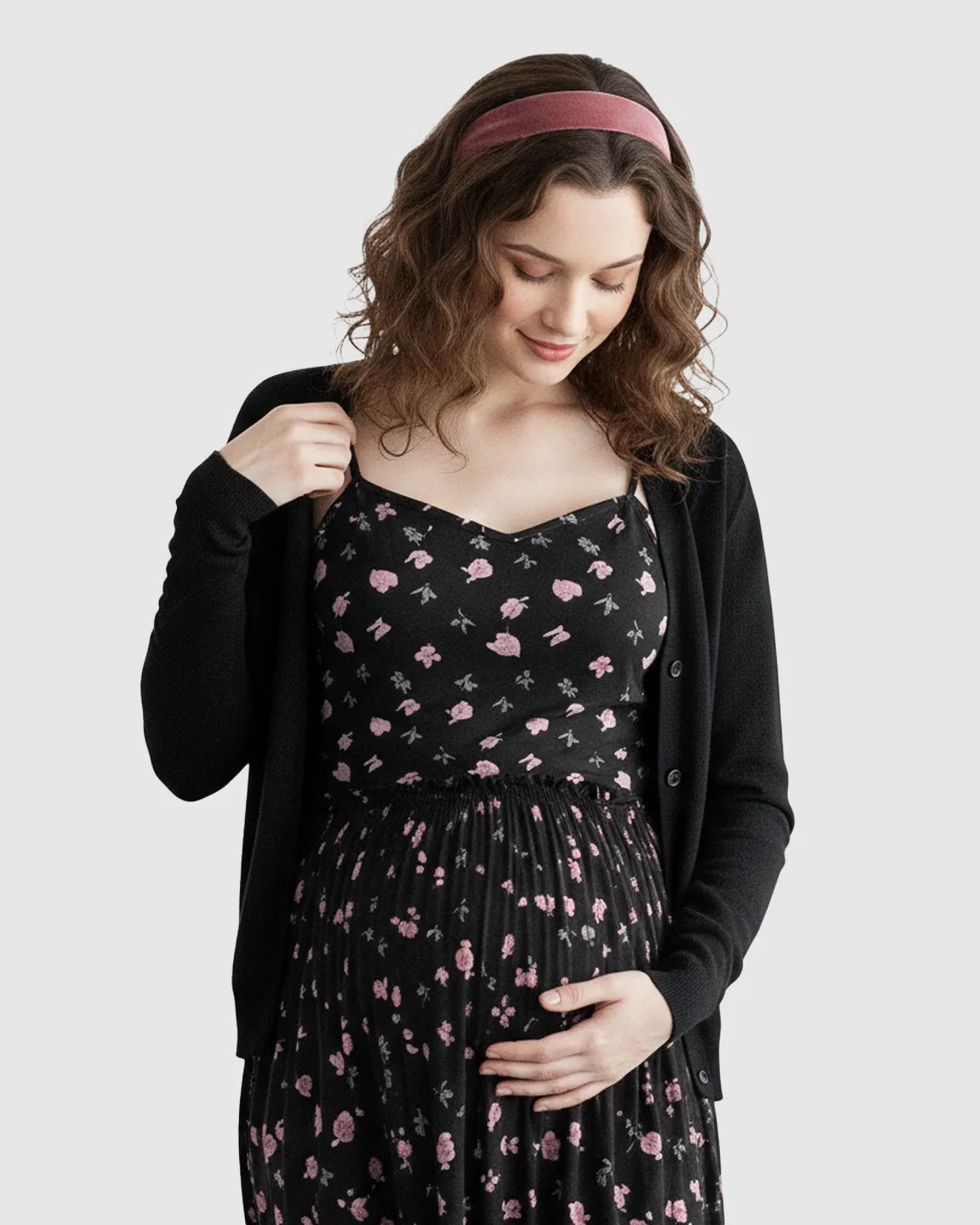 Floral Print Cami Flared Maternity Maxi Dress