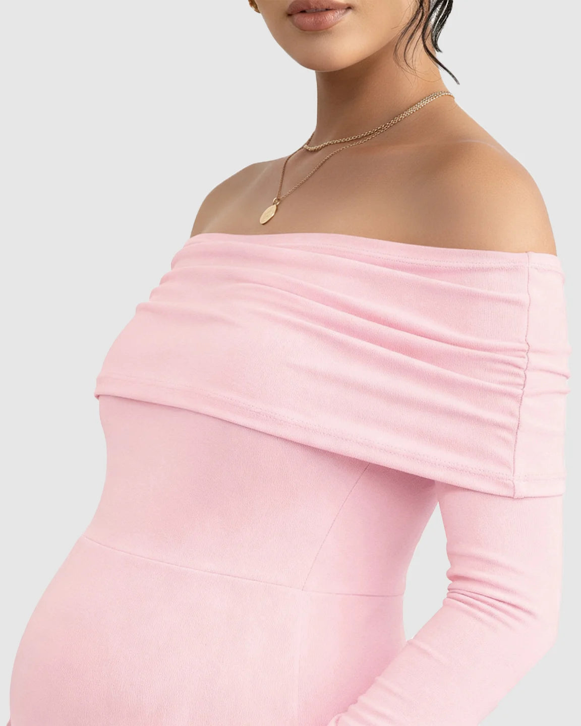 Off-Shoulder Cross-Back Maternity Evening Gown