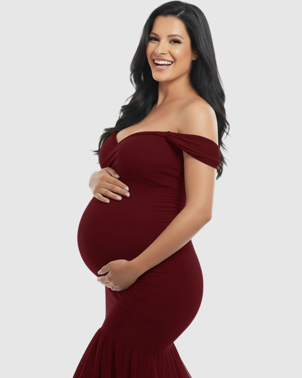 Flowy Off-Shoulder Maternity Photoshoot Gown