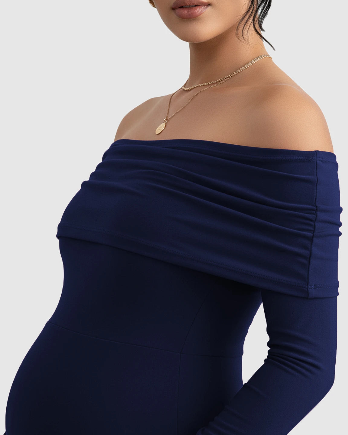 Off-Shoulder Cross-Back Maternity Evening Gown