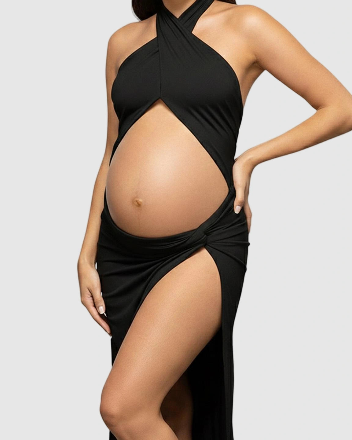 Halter Neck Slim Fit Bodycon Maternity Photoshoot Dress